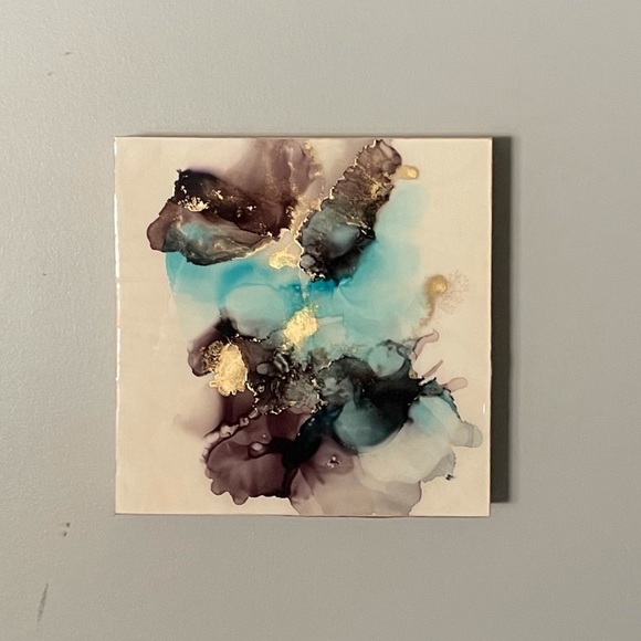 10” by 10” Original Alcohol Ink and Resin Painting - Picture 3 of 4